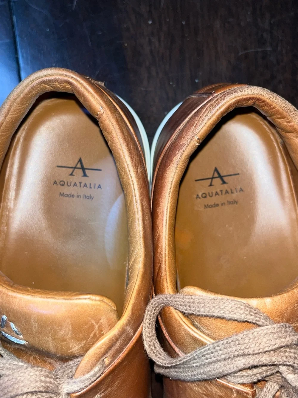 Aquatalia Brown Leather Sneakers, Sz 10